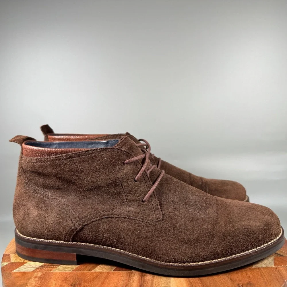 Cole Haan Mens C26393 Dark Brown Suede Leather Chukka Ankle Boots Size 12M